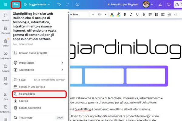 Fai Una Copia Canva