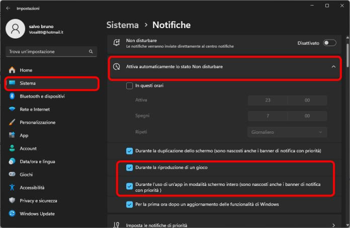 Ottimizzare Windows 11 Per Il Gaming Notifiche