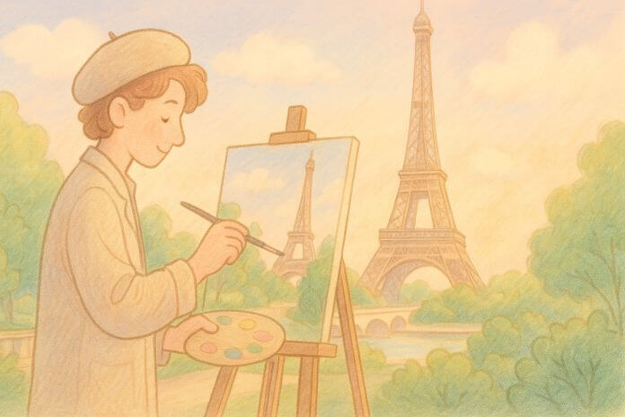 Immagine Artista Che Disegna Torre Eiffel Generata Da Chatgpt