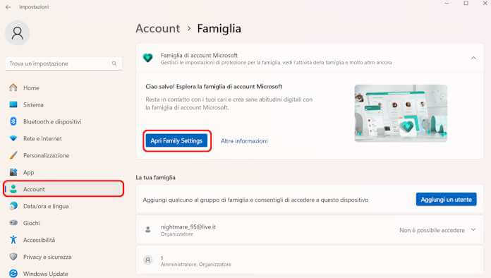 Filtro Genitori Windows 11