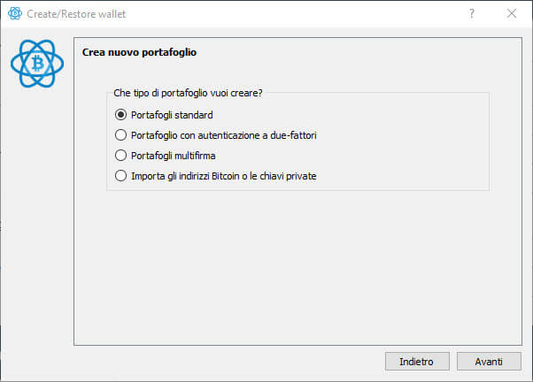 Wallet Electrum Portafoglio Standard