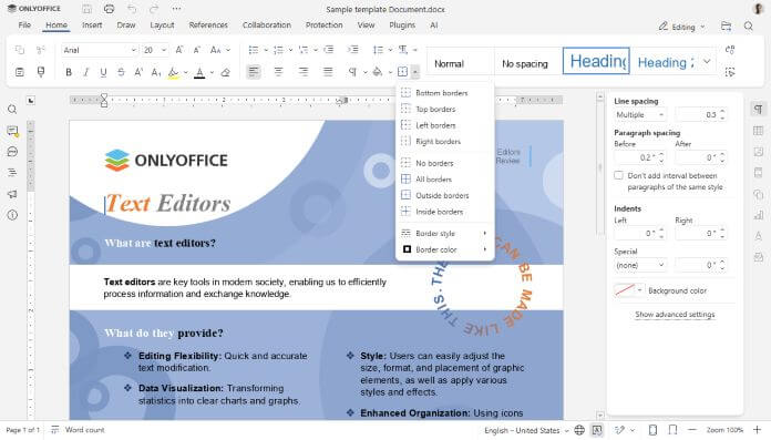 Bordi Editor Documenti Onlyoffice Docs