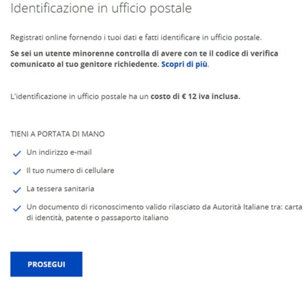 Identificazione In Ufficio Postale Posteid