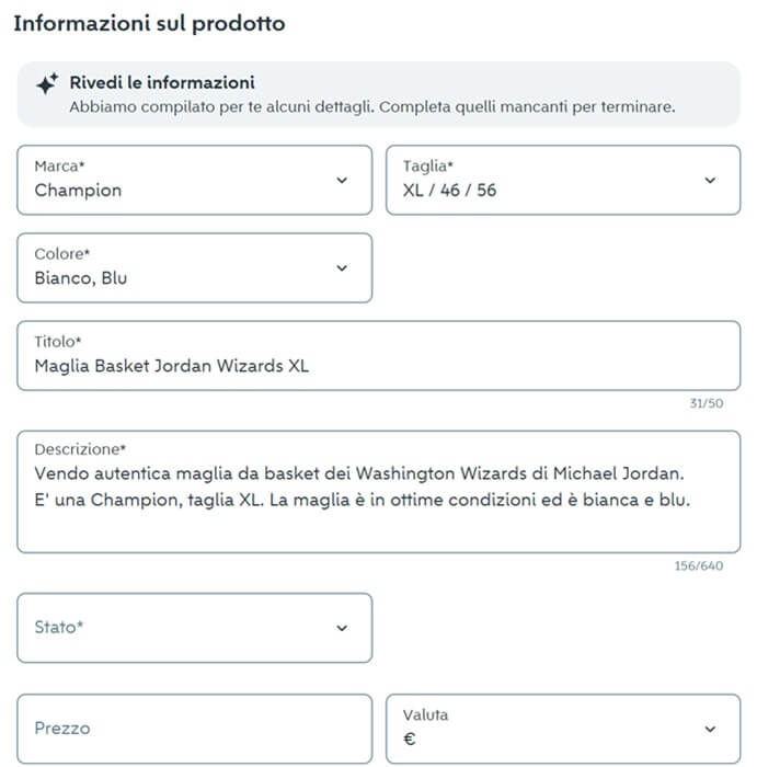 Informazioni Sul Prodotto Dettagliate