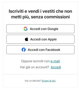 Iscrizione A Vinted