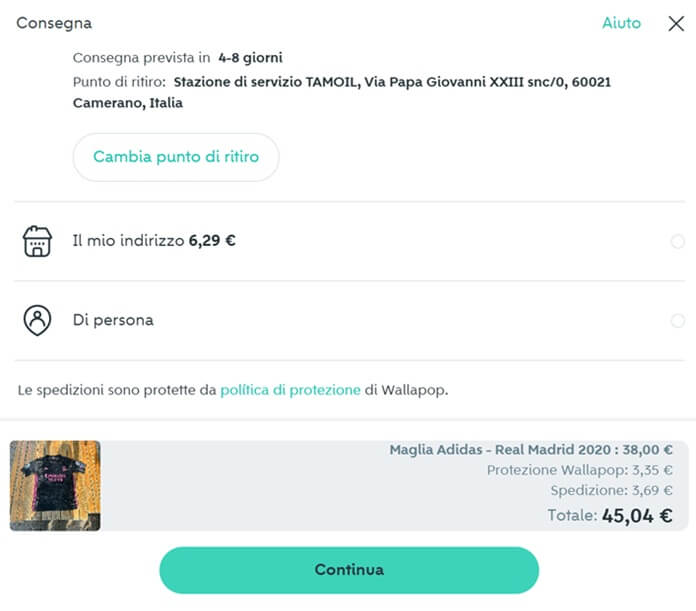Wallapop Riepilogo Consegna