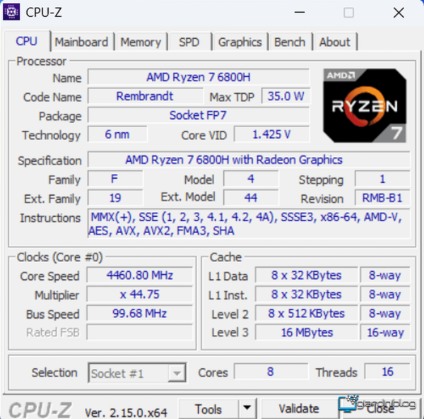 CPUZ Geekom A6