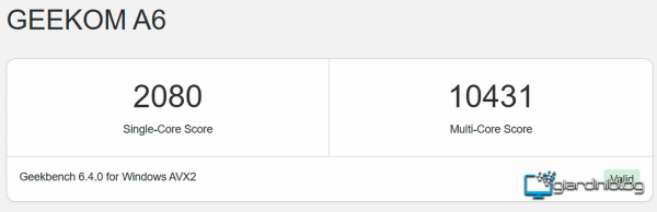 Geekbench A6 Di Geekom