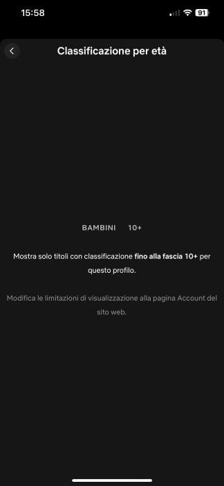 Classificazione Per Eta Netflix Via App