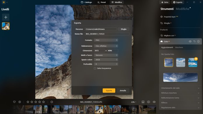 Luminar Neo Esportazione
