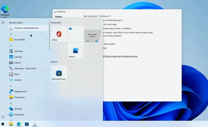 ExplorerPatcher Windows 10 Menù