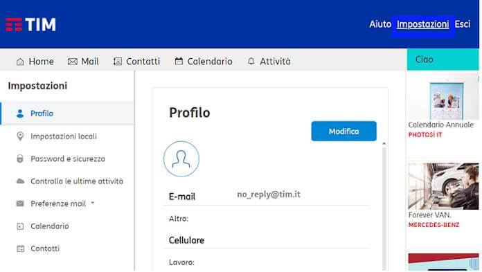 Come fare l'accesso ad Alice Mail al di fuori della rete TIM: TIM Mail