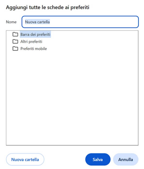 Chrome Aggiungi Tutte Le Schede Ai Preferiti