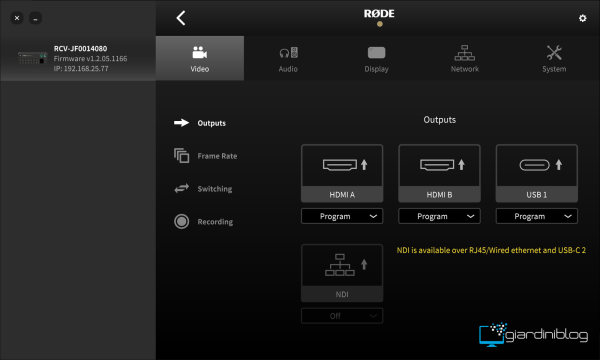 RODECaster_App HDMI Output