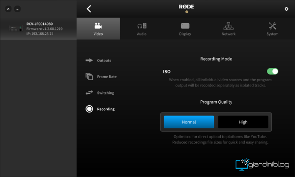 RODECaster_App ISO E Program Recording