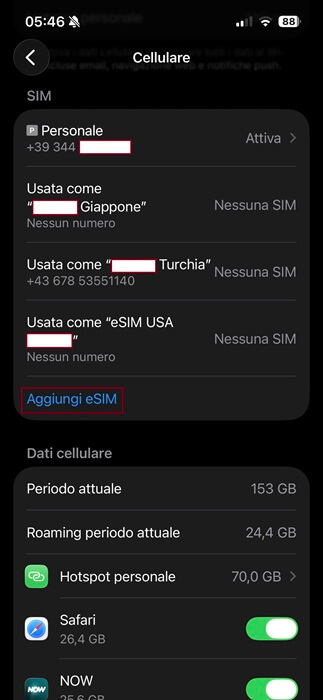 iphone supporto esim