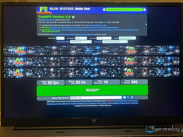 Altro Testufo Su Monitor Display Del Portatile RX16 Di AceMagic