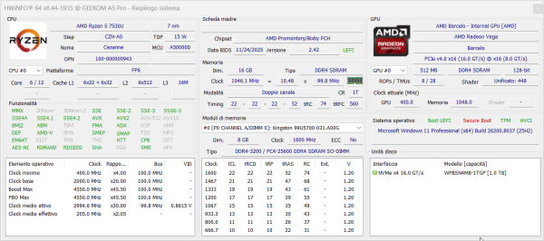 HWiNFO64 Geekom A5 Pro