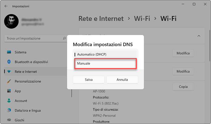 Modifica Impostazioni Dns Windows 11