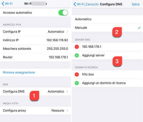 DNS tab su iPhone