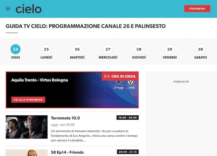 cielo programmazione tv