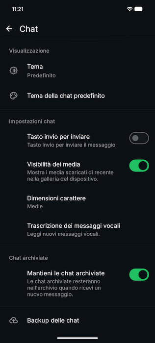 Sezione Chat Whatsapp Versione Android