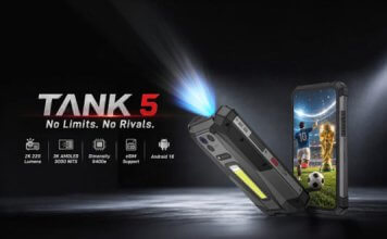 TANK 5: Smartphone con proiettore 2K, display AMOLED, eSIM e super batteria 8849 Tank 5