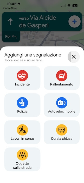 app google maps segnalazione