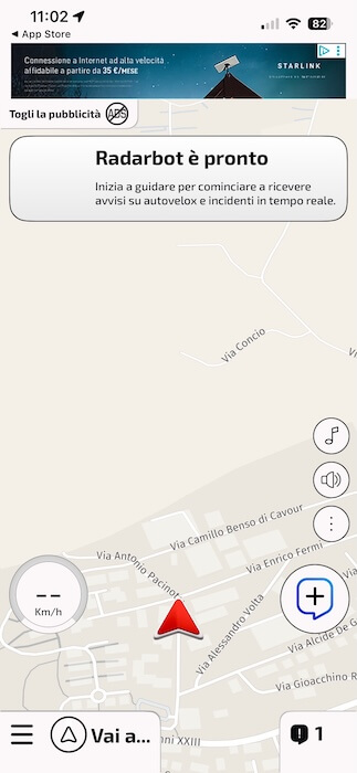 app radarbot schermata iniziale