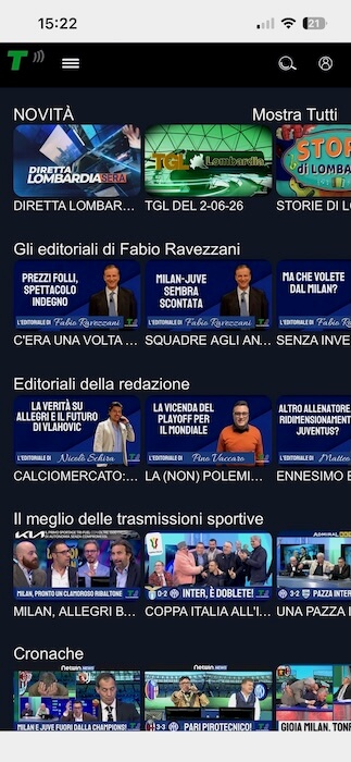 contenuti on demand dell'app telelombardia tv