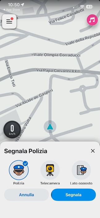 app waze segnala polizia