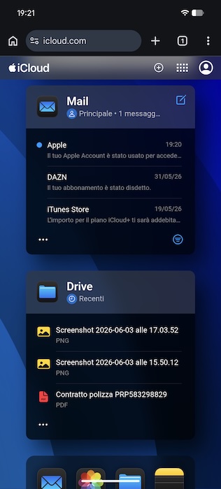 Icloud Com Da Android Schermata Iniziale
