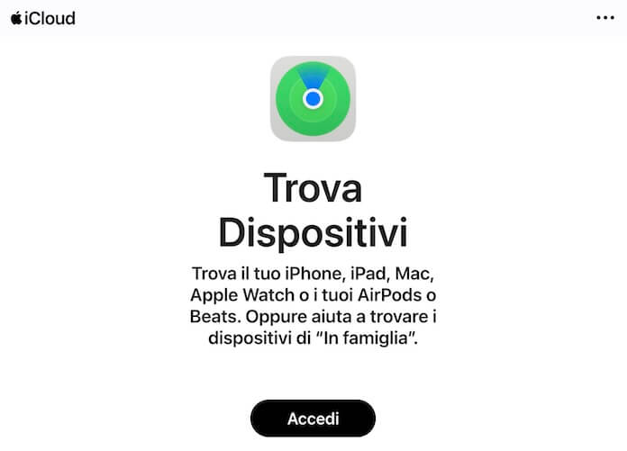 icloud.com trova dispositivi