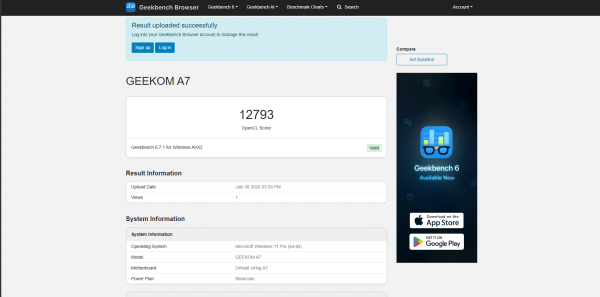 Geekom A7 Geekbench Gpu
