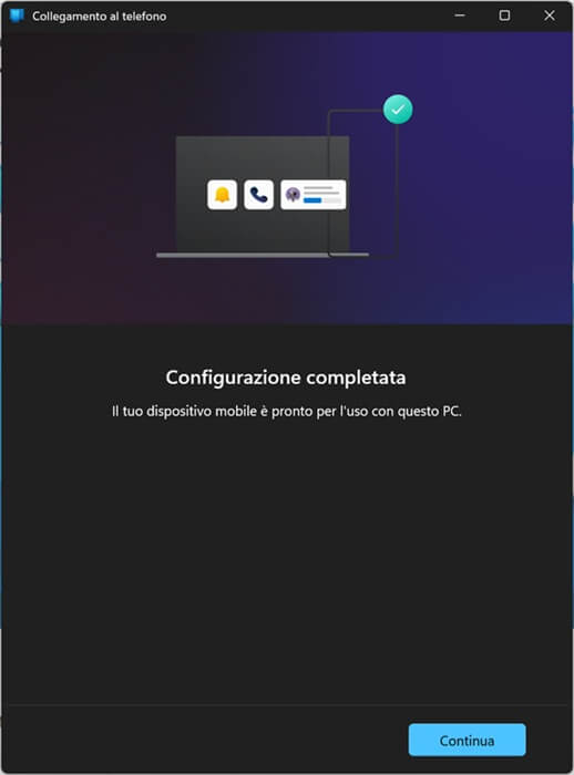 Collegamento Al Telefono Configurazione Completata
