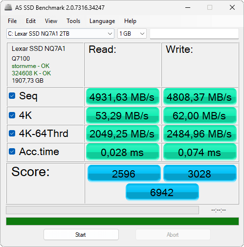 Geekom A9 Max AS SSD Benchmark