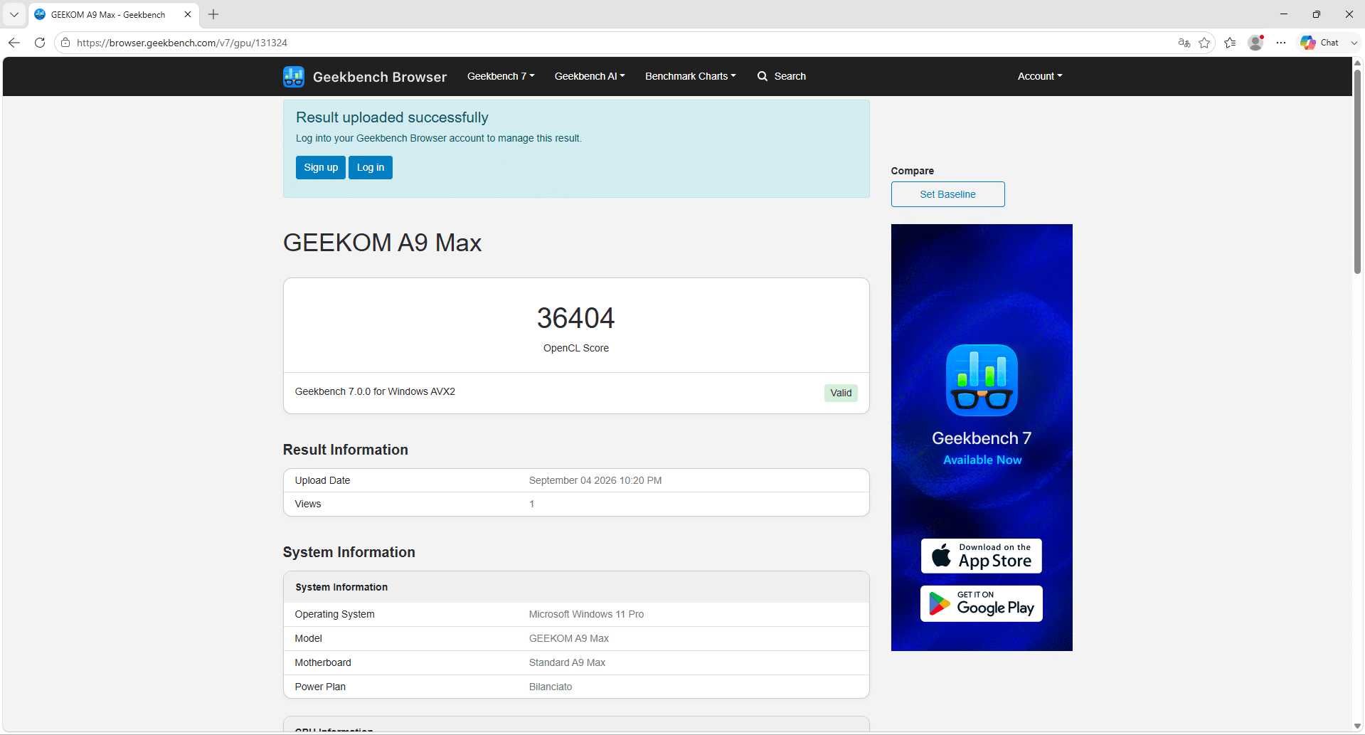 Geekom A9 Max Geekbench GPU