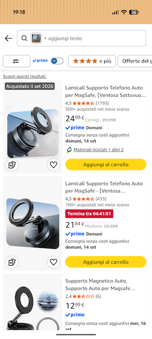 Amazon Shopping Lens Live Risultati