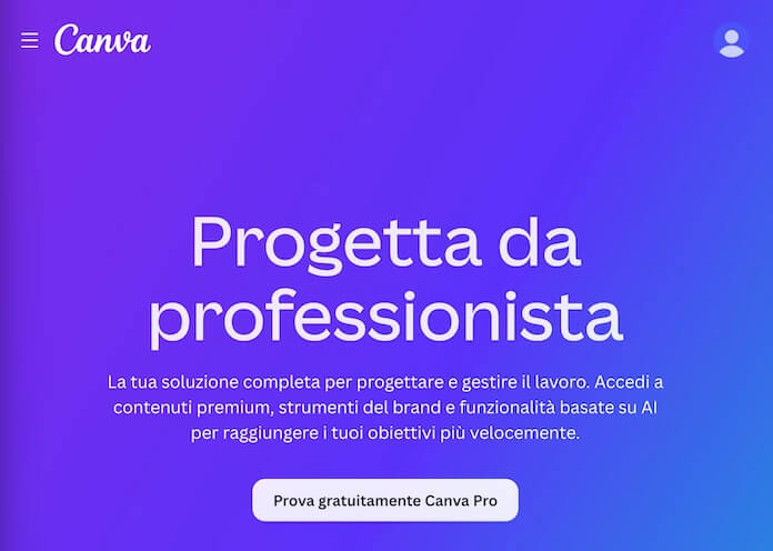 canva pro pagina iniziale