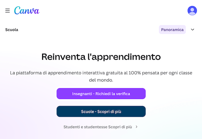 Canva Scuola Pagina Iniziale