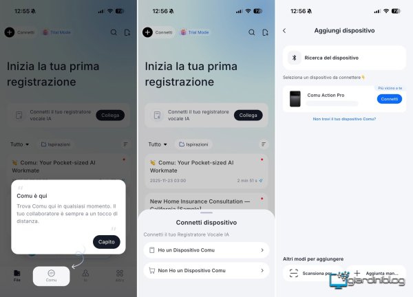 Abbinamento Smartphone Comu Action Pro