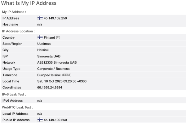 Browserleak Server Finlandia
