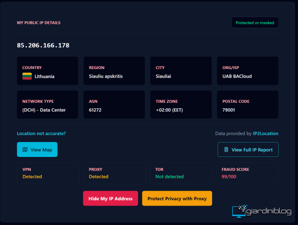 IP2Location Test Su Planet VPN
