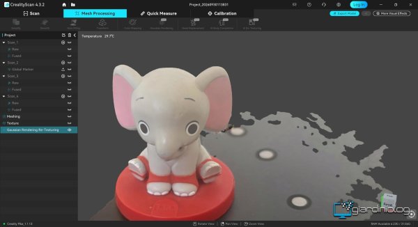 Scansione Elefante Con Creality Pika Risultato A Colori Gaussian Rendering