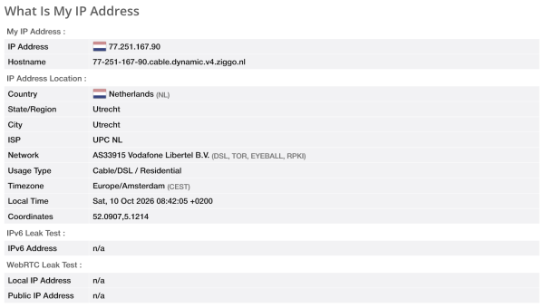 Ziggo Olanda Con Residential Ip Comet VPN