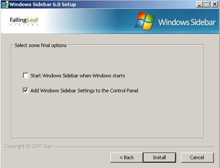 Windows Vista Sidebar per Windows XP