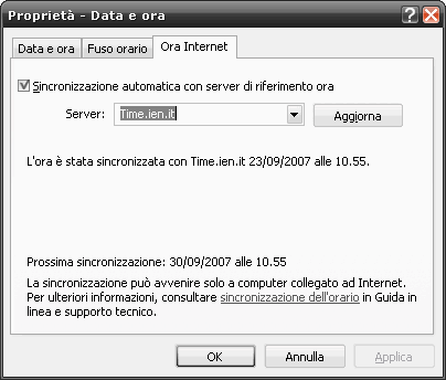 time server su windows xp